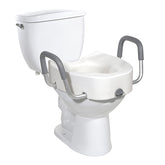 Raised Toilet Seat With Lock & Alum Det Arms Elongated